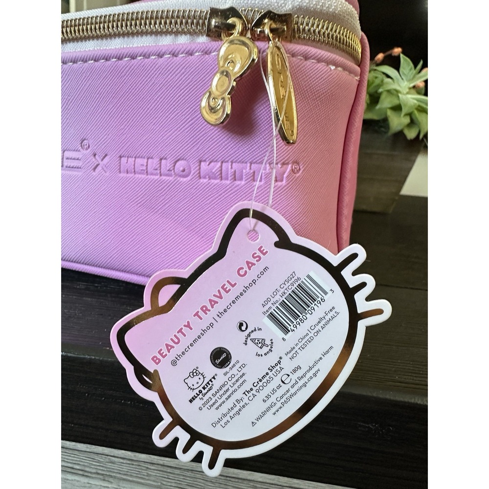 Hello Kitty x Crème Shop Pink Beauty Travel Case Makeup Cosmetic Bag NWT - Picture 2 of 7